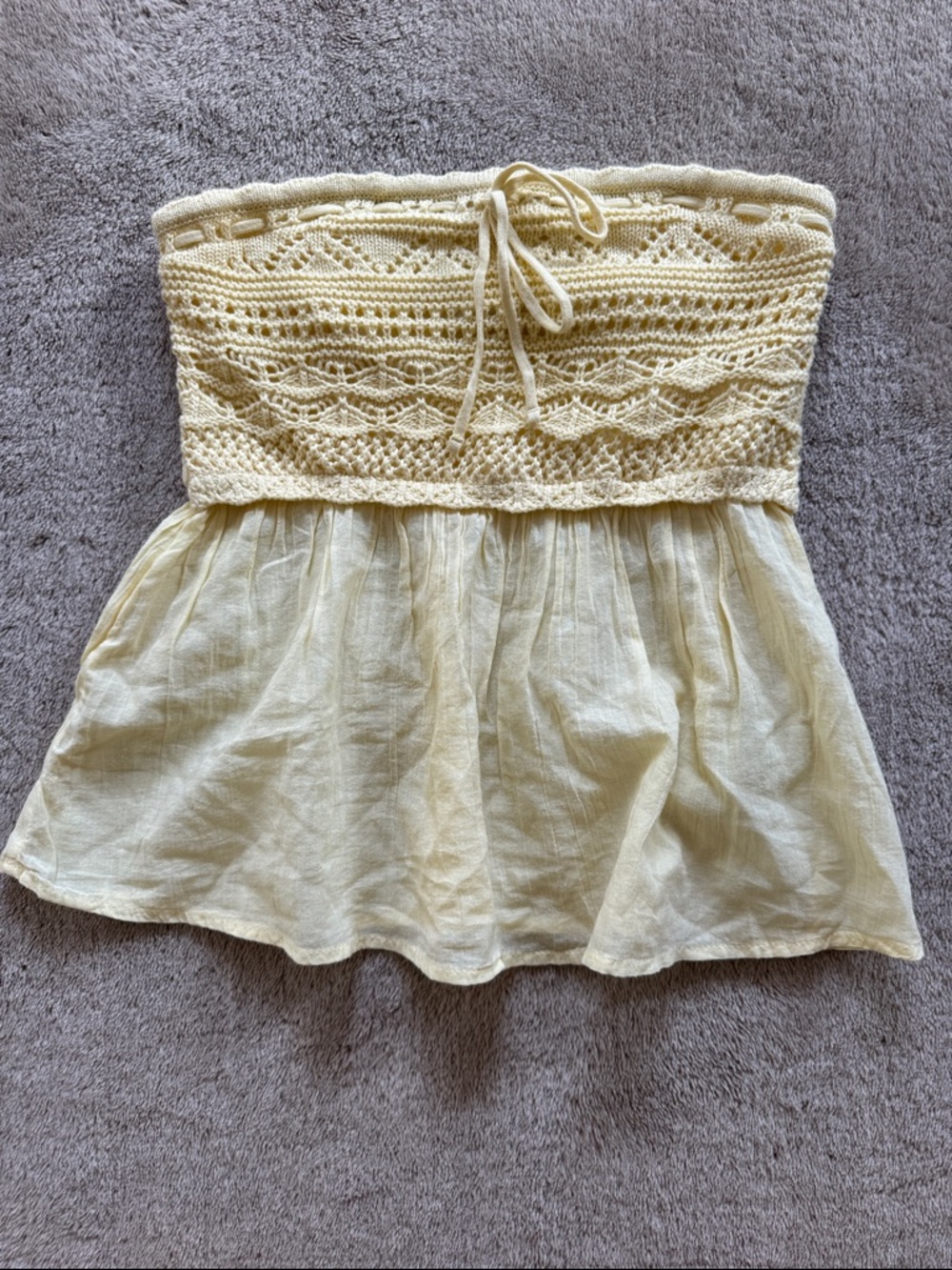 NWT-Hollister Easy Strapless Crochet Mix Babydoll Top - small